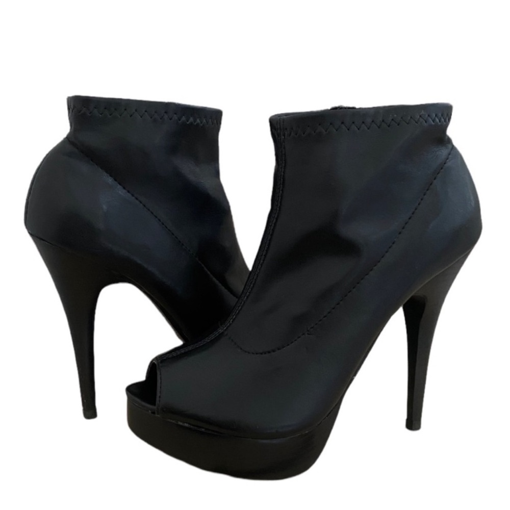 Elegant Black Peep-Toe Stiletto Ankle Boots